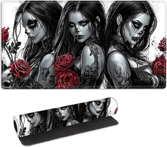 for MTG Playmat with Storage Bag, for TCG Playmat and Playing Card Mat for Magic Board Games, Non-Slip Gothic Women Desk Mat, Stitched Edges Game Mat, Rollable & Foldable Card Playmat