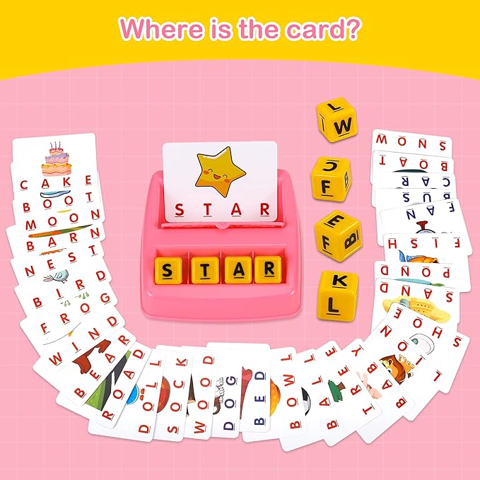 Fenikso Matching Letter Game, Alphabet Spelling & Reading Words, Objects & Color Recognition, Early Learning Educational Toy for Preschooler & Kindergarten Kids Over 3-8 Years Old, Best Gifts