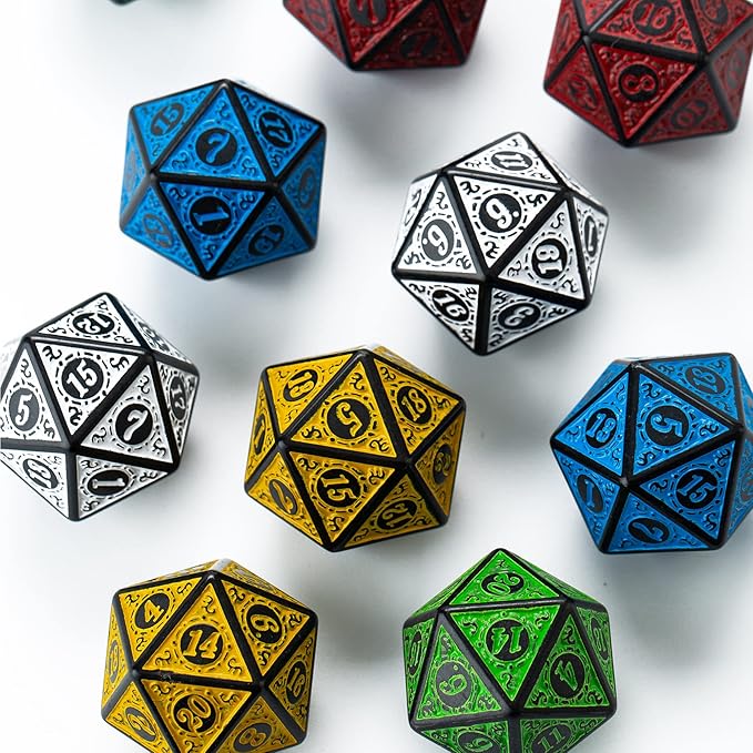 SmartDealsPro 10-Pack Retro 26mm Large 20 Sided Dice D20 Polyhedral Dice for DND RPG MTG Table Game(Mix Retro Color)