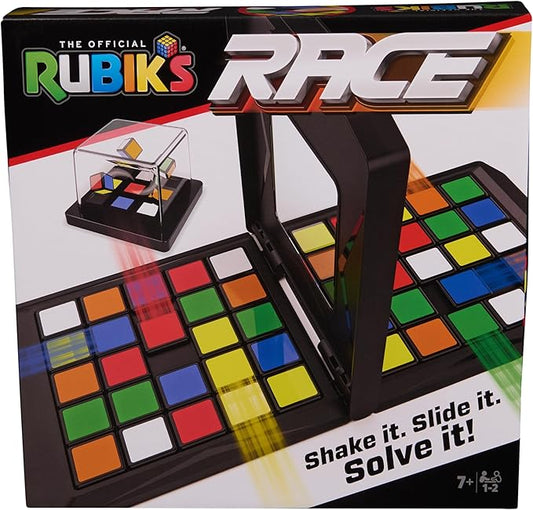 Rubik’s Race, Classic Fast-Paced Strategy Sequence Brain Teaser Travel Board Game Two-Player Speed Solving Face-Off, Packaging May Vary, for Adults & Kids Ages 7+