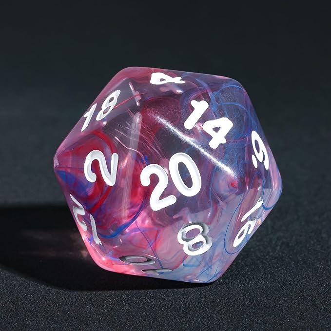 7-Die DND Dice Set Polyhedral Dice Set with a Leather Dice Bag, D&D Dice Set for Dungeons and Dragons, RPG Table Games (Transparent Blue Mix Red)