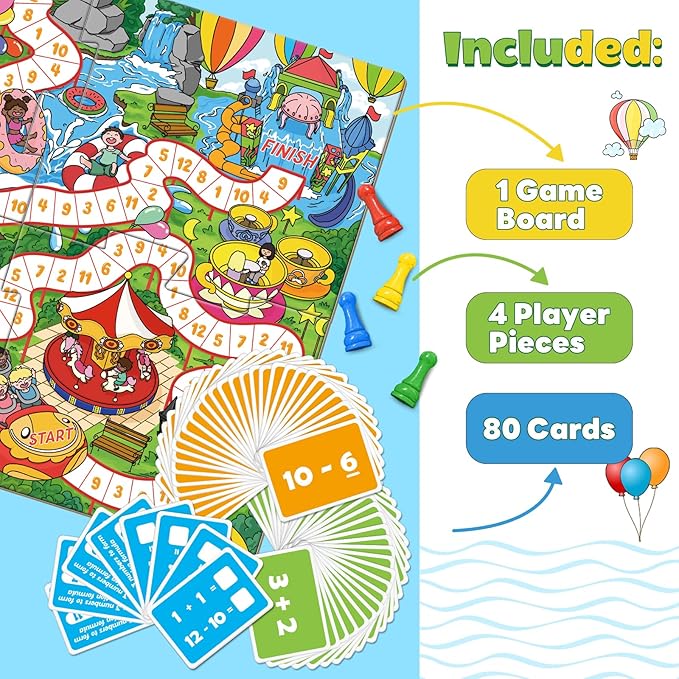 Addition and Subtraction Math Games for Kids,Addition & Subtraction,Educational Learning Board Games for Boys and Girls Ages 5 6 7 8,Classroom Travel Indoor Outdoor Family Games