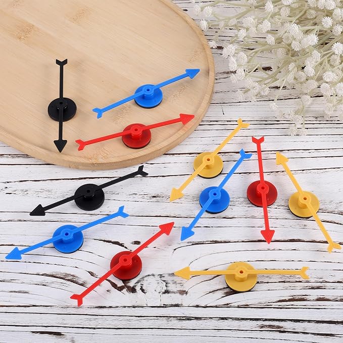 12pcs Arrow Game Spinners, 4 Colors Plastic Spinner Game Pointer Accessories Magnetic Spinners for Classroom Board Game Spinners for Activities DIY Projects (Green, Yellow, Red, White)