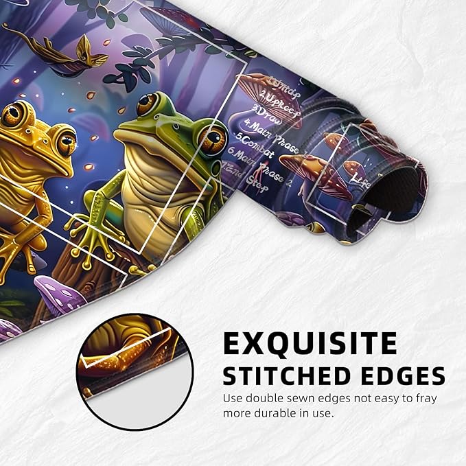 for MTG Playmat with Zones Storage Bag, for TCG Playmat and Playing Card Mat for Magic Board Games, Frog Non-Slip Stitched Edges Game Mat, Rollable Foldable Card Playmats