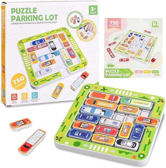 Parking Puzzler Magnetic Travel Game – Car Games Brain Teaser with 360 or 750 Traffic Jam Challenges, Logic Puzzle Toy for Kids Ages 4–12 and Parent Child Problem Solving Fun(750Magnetic)