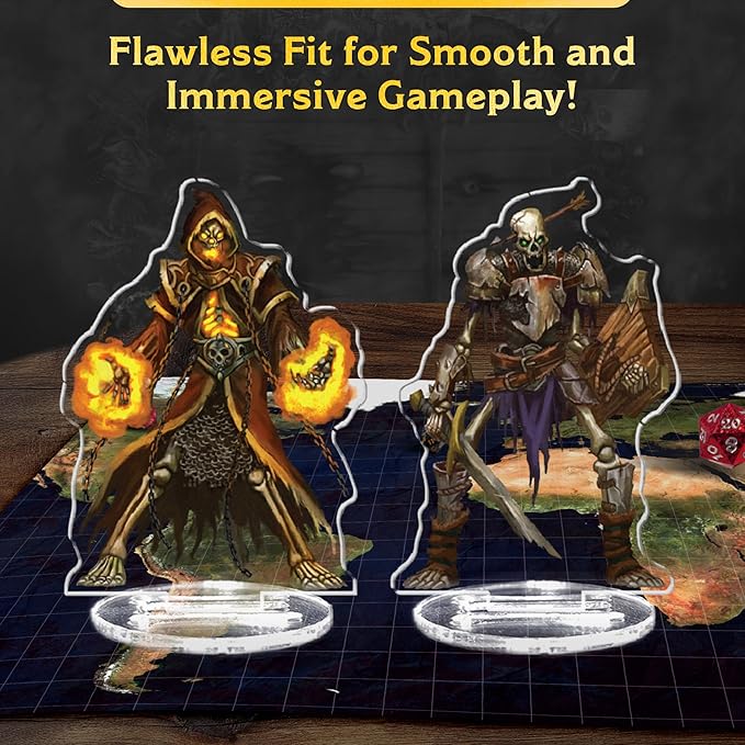 D&D Compatible Miniatures, Undead DND 2D Miniatures with Double-Sided Graphics, Durable Acrylic DND Minis, Unique Designs for Tabletop RPGs