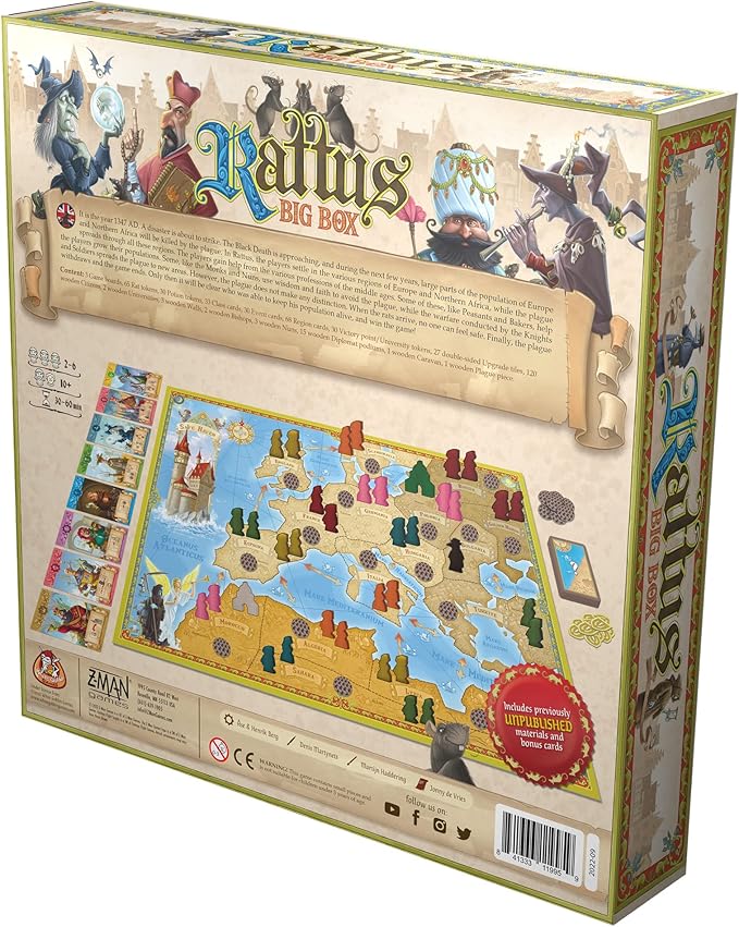 Z-Man Games Rattus Board Game (Big Box Edition) - The Black Death Strategy Game with Expansions! Family Game for Kids & Adults, Ages 10+, 2-6 Players, 30-60 Minute Playtime, Made by Z-Man Games