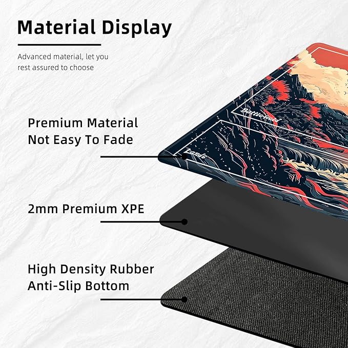 for MTG Playmat with Zones Storage Bag, for TCG Playmat and Playing Card Mat for Magic Board Games, Moutains Non-Slip Stitched Edges Game Mat, Rollable Foldable Card Playmats