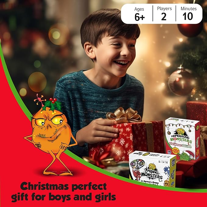 Strategic Family Card Games – Homebound Monsters – Christmas Edition. Small Stocking Stuffers for Kids 8-12. Easy and Fun Family Card Games for Kids and Adults. Age 6 +, 2 Players