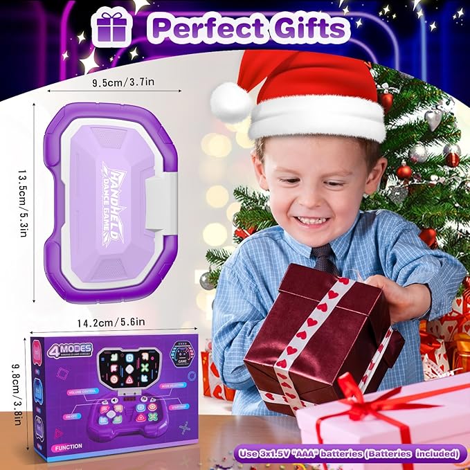 Handheld Dance Games for Kids - 4 Fun Brain & Memory & Reaction & Speed Training Pop Fidget Toys for Boys and Girls -Birthday Gifts for Age 6-12 Years Old Kids Teens Gift Ideas-W/Battery