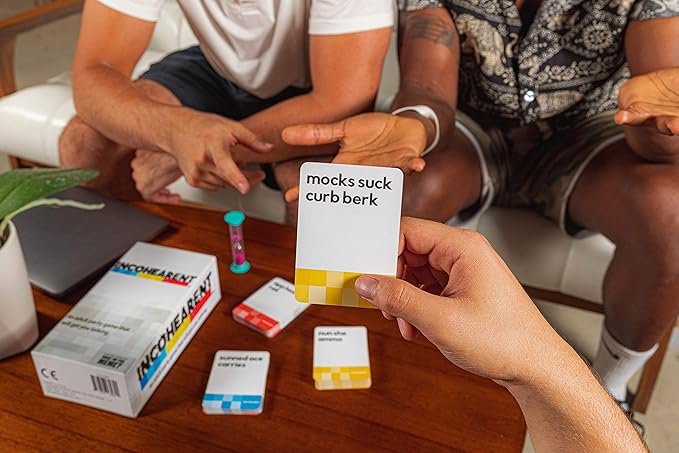 Incohearent, The Guess the Gibberish Party Game by Relatable, A Funny Card Game for Adults, Great for Bachelorette Party Games or Game Night Games, Includes 400 Cards, Instructions, and 1 Sand Timer