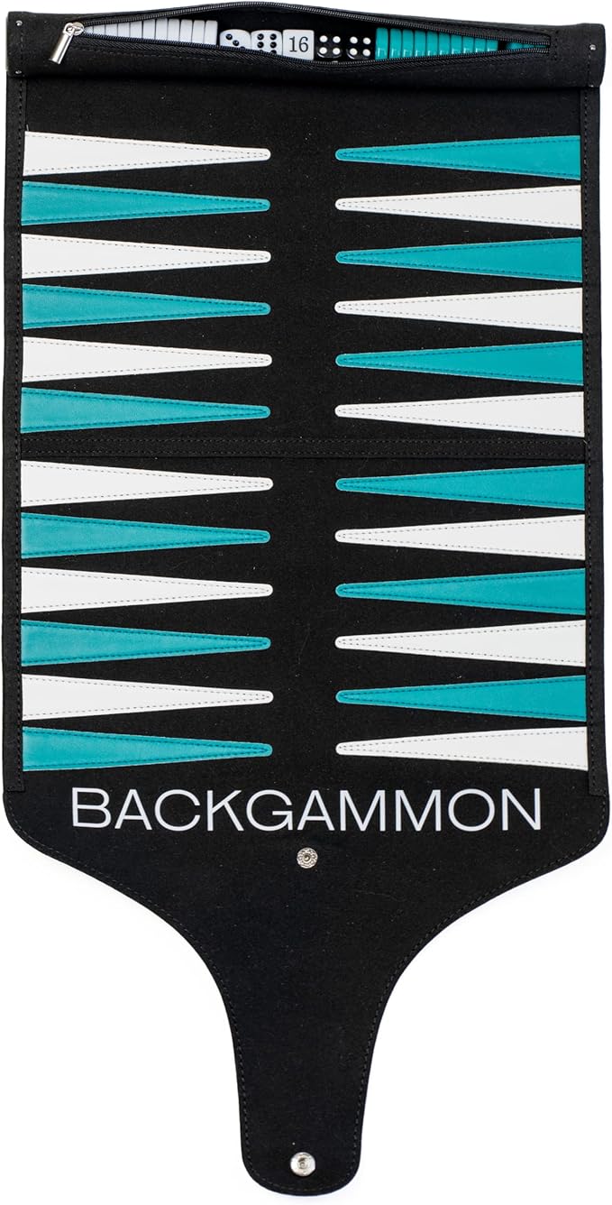 Roll-Up Travel Backgammon Game | Lightweight Roll-up Backgammon Set | Travel Backgammon Sets for Adults | Portable Travel-Size Strategy Board Game for Camping, Backpacking or Beach