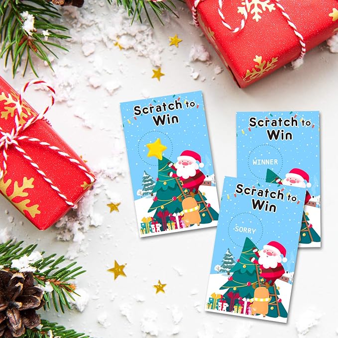 Yangmics Direct Christmas Scratch Off Cards (40 Pack) Christmas Party Game for Holiday Events - Groups, Kids and Adult - Festive Raffle Tickets for Prize Drawings Choice Christmas Star