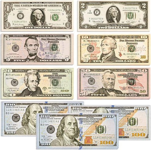 140Pcs Prop Money Play Money, Number Learning Toy for Music Video, Develops Early Math Skills, Prop Money for Board Game, Parties, and Magicians