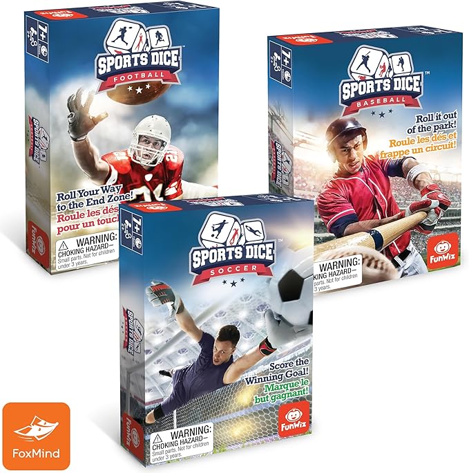 Foxmind Games: Sports Dice, Soccer, Kick it Out of The Stadium, Easy to Learn, Fun to Play, Up to 4 Players, for Ages 7 and up