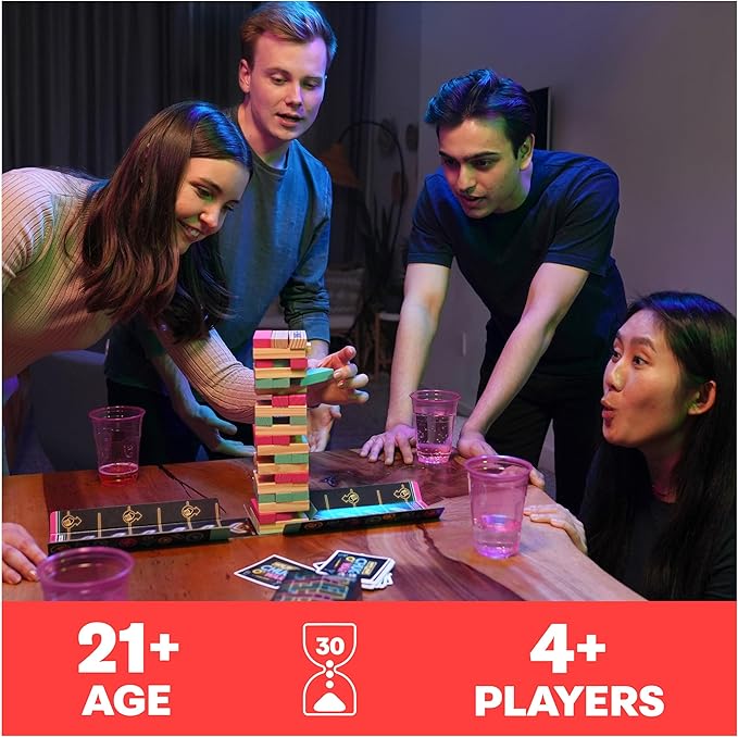 Spin Master Games, Chug O War Tumbling Tower, Adult Party Game for Happy Hour Hangs, 4 & Up Players, for Ages 21 & Up