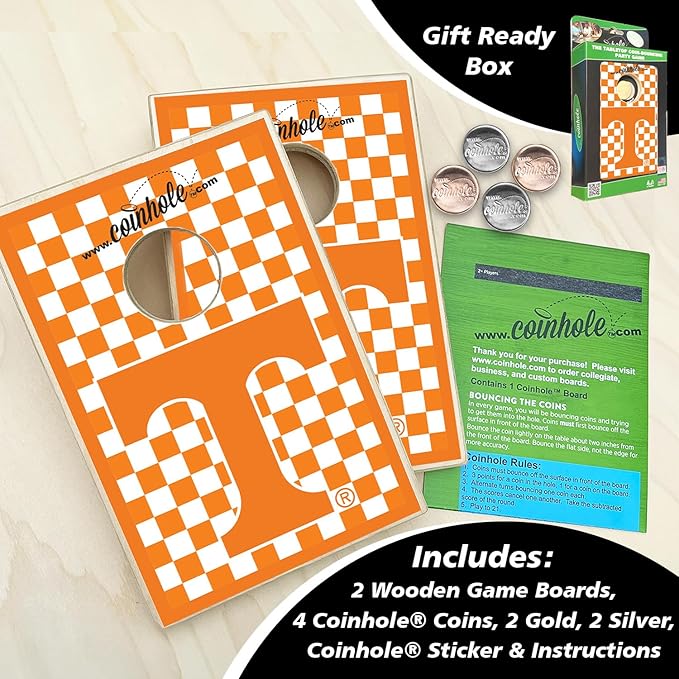 Tabletop Cornhole Game Set | Officially Licensed College Mini Football Cornhole Board Game | Includes Coins