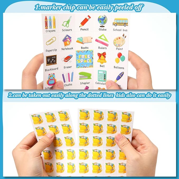 Liliful 35 Pieces Back to School Bingo 24 Players First Day of School Bingo Cards Classroom Party Games for Boys Girls Adults Family Classroom Activities Birthday Party Favors