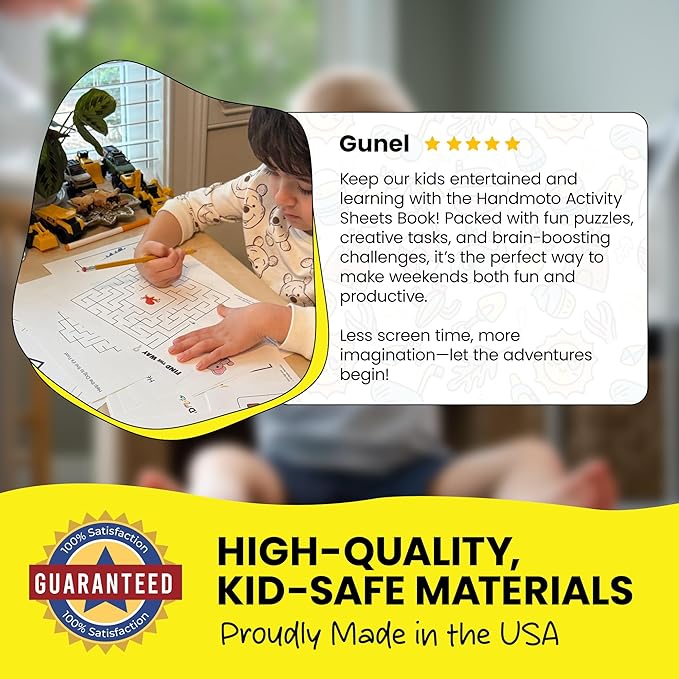 HandMoto Puzzle 1 Activity Pack – Toddler Work Book with Puzzles & Kids Work Books for Education, Fun Preschool Learning Activities for Children Ages 3-5, Kindergarten Workbooks & Activity Books