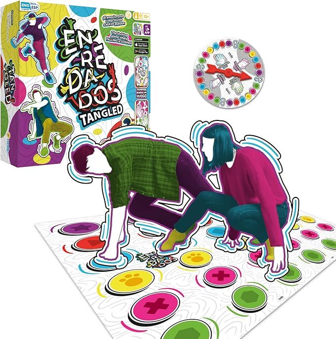RONDA Tangled Game Family and Friends Board Game Exciting and Fun Twister Style Game, Includes Spinner and Large Play Mat Perfect for Ages 15 and Up