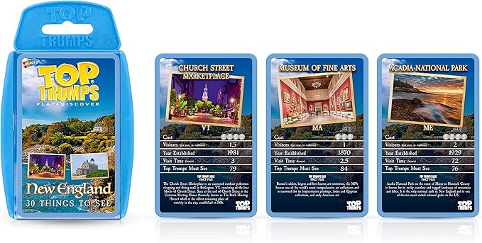 Top Trumps Card Game New England - Family Games for Kids and Adults - Learning Games - Kids Card Games for 2 Players and More - Kid War Games - Card Wars - for 6 Plus Kids