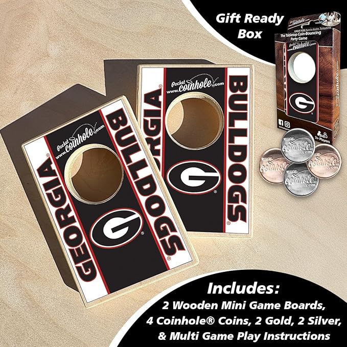 Tabletop Cornhole Game Set | Officially Licensed College Mini Football Cornhole Board Game | Includes Coins