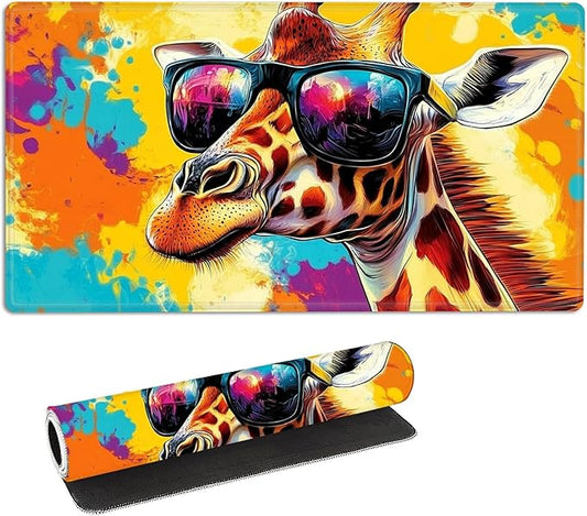 for MTG Playmat with Storage Bag, for TCG Playmat and Playing Card Mat for Magic Board Games, Non-Slip Sunglasses Giraffe Desk Mat, Stitched Edges Game Mat, Rollable & Foldable Card Playmat