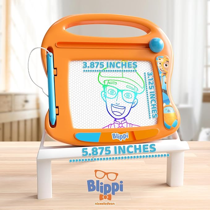 Lollipop Blippi Magnetic Travel Sketcher - A Portable Drawing Pad for Kids, Complete with Magnetic Pen and Eraser Knob Great Blippi Toys for Girls and Boys
