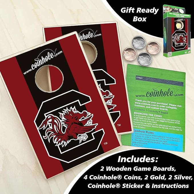 Tabletop Cornhole Game Set | Officially Licensed College Mini Football Cornhole Board Game | Includes Coins