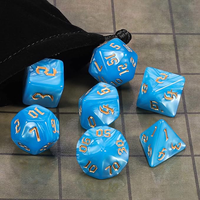 CiaraQ DND Polyhedral Dice Set with Dice Bag for Dungeons and Dragons RPG MTG Role Playing Table Games