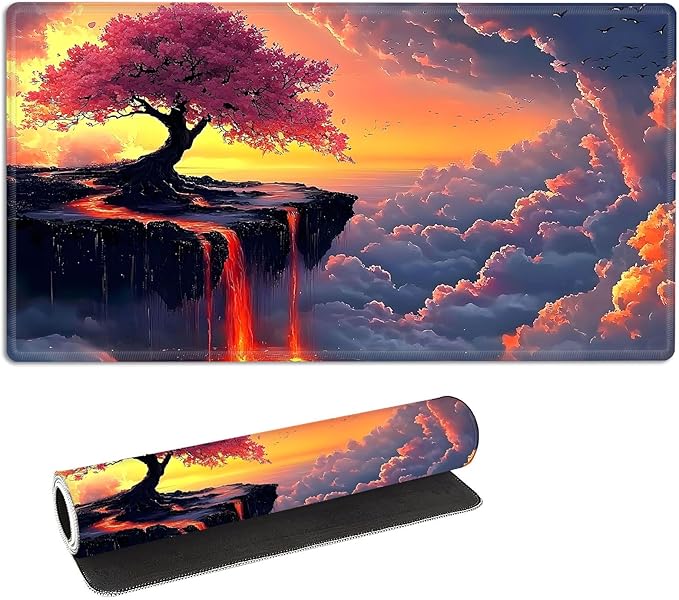 for MTG Playmat with Storage Bags, Card Playmat for TCG Card Playing Game,Rollable & Foldable for PTCG and Board Game Mat for Cards,Non-Slip Cherry Tree Desk Mat for Home Office