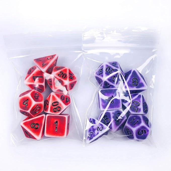 DND Dice Set 2 x 7 (14 PCS) Polyhedral Red Retro Distressed Dice for Dungeons and Dragons(D and D) RPG MTG Roleplaying Tabletop Dice Complete D4 D6 D8 D10 D12 D20