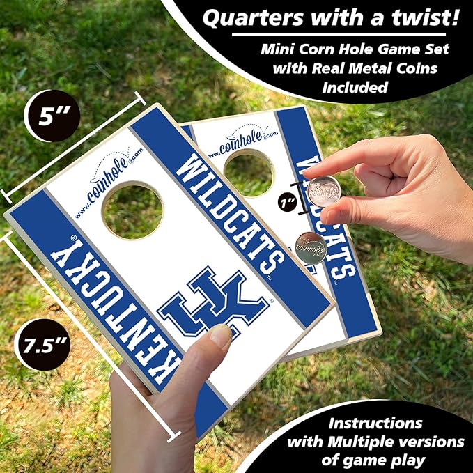 Tabletop Cornhole Game Set | Officially Licensed College Mini Football Cornhole Board Game | Includes Coins