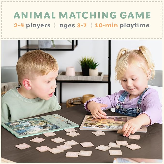 Animal Worlds - The Matching Game for Toddlers Ages 3-5 - Memory Game for 3 Year Olds, Family and Toddler Board Games for Kids