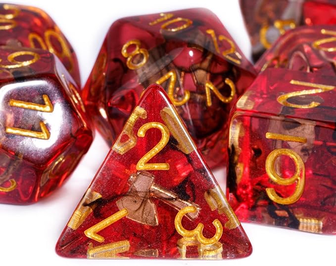 UDIXI 7PCS Polyhedral Dice Set, 7-Die DND Dice Set Filled with Axe for Role Playing Games as Dungeons and Dragons RPG Table Games?D&D (Barbarian)
