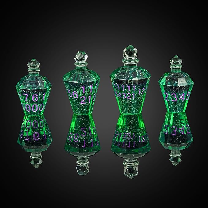 7PCS Potion DND Dice Set,Transparent Sharp Edge Dice Set D&D RPG Polyhedral Die,for Dungeons & Dragons, Pathfinder, and TTRPG Roleplaying Games (Green)