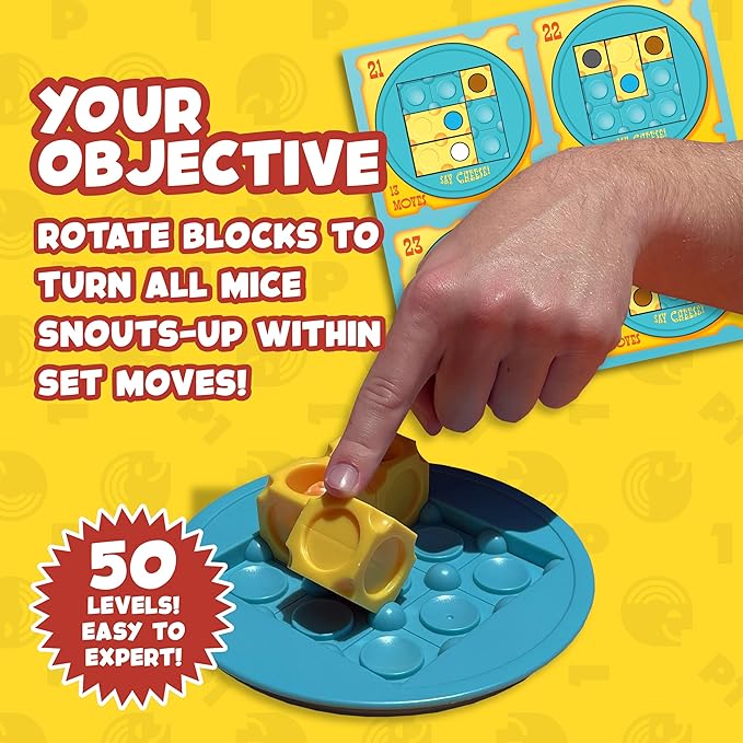 SAY Cheese! Logic Puzzle Game – 50 Single-Player Challenges for Kids & Adults, Difficulty Easy to Expert, Travel-Friendly, Brain-Building Fun Ages 8+
