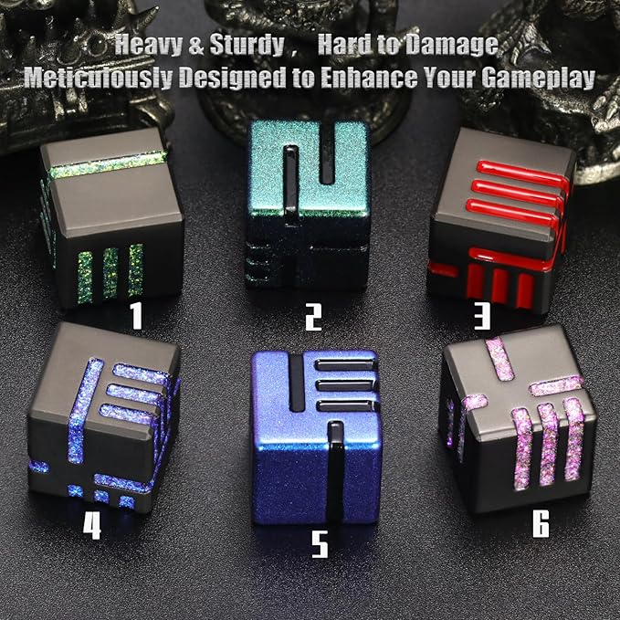 Metal D6 Dice 6 Pcs, 6 Sided Die with Case Dice Set Great for DND Tabletop RPG D&D Dungeons and Dragons Dice Collectors(D6 Mixed Color)