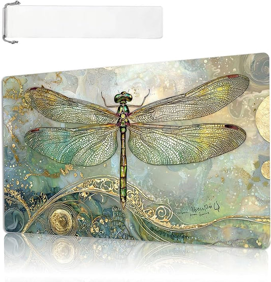 MTG Playmat Size 23.6x13.8in with Storage Bags Portable Playmat TCG and Board Game Mat for Cards Rubber Base Slip-Resistant Mousepad Desk Mat (Dragonfly,No with Zone)