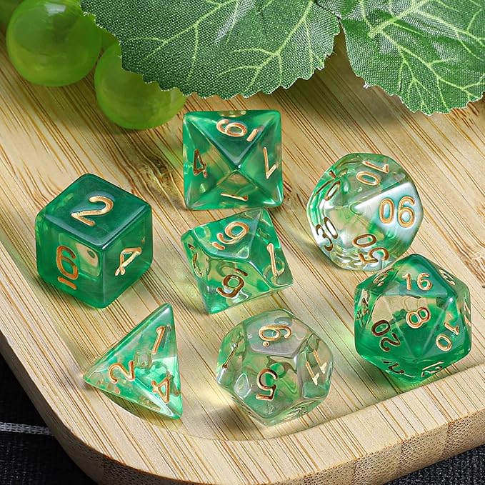 CiaraQ DND Polyhedral Dice Set with a Black Dice Bag for D&D RPG MTG Role Playing Table Games