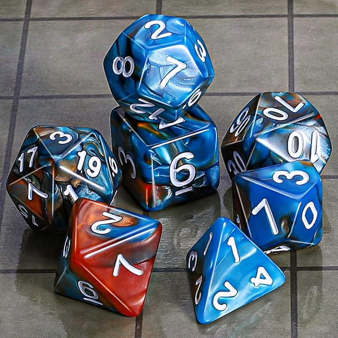 CiaraQ DND Polyhedral Dice Set with a Black Dice Bag for D&D RPG MTG Role Playing Table Games