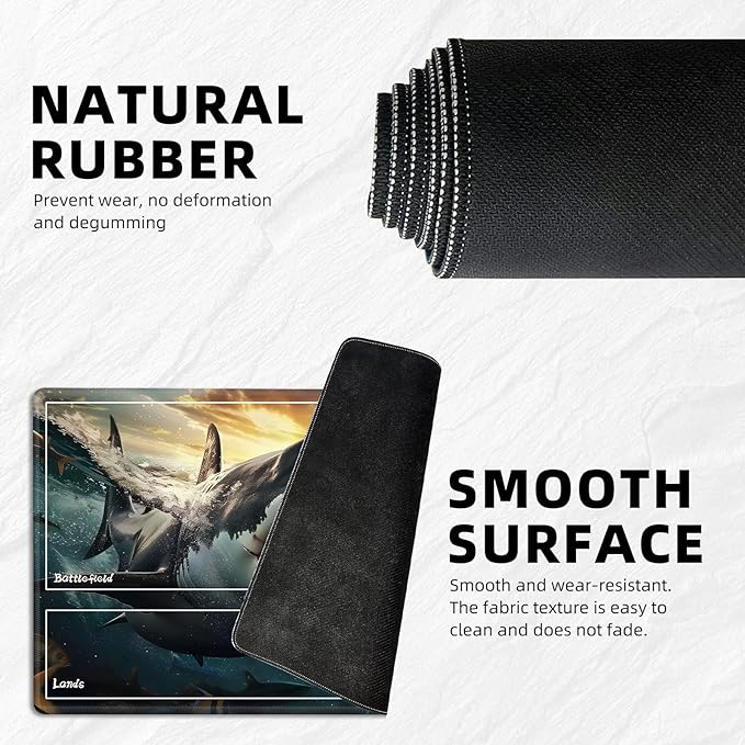 for MTG Playmat with Zones Storage Bag,for TCG Playmat and Playing Card Mat for Magic Board Games, Shark Non Slip Stitched Edges Game Mat, Rollable Foldable Card Playmats