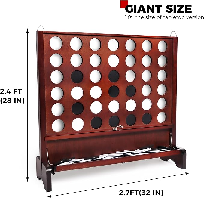 SPORT BEATS Giant Wooden 4 in a Row with Foldable Tray Connect Games Yard Giant Outdoor Beach Games - Two Ways to Play