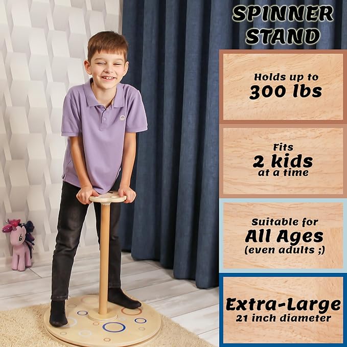Wooden Stand and Spin Toy | Balance Board 360° Spinner Stand Toddler Toys Age 2, 3, 4, 5, Birthday for Boy Girl, 18 Months +, Kids Toy Indoor or Outdoor for 2 Year Old (Patent Pending)