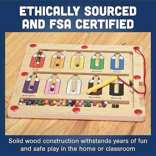 Constructive Playthings Color Matching Game with Magnetic Toys for Kids Ages 3+, Wooden Magnetic Color Sorting and Counting Montessori Educational Kids Game