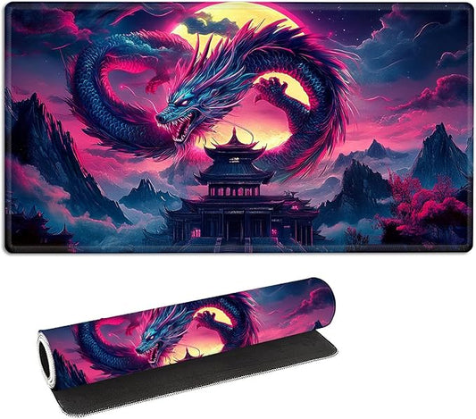 for MTG Playmat with Storage Bag, for TCG Playmat and Playing Card Mat for Magic Board Games, Non-Slip Glowing Dragon Desk Mat, Stitched Edges Game Mat, Rollable & Foldable Card Playmats