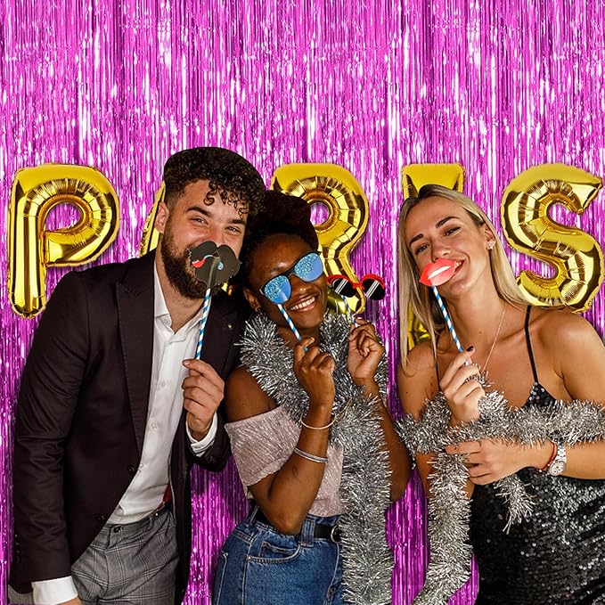 10 Pack Hot Pink Party Backdrop Birthday Decorations Tinsel Curtain Party Streamers Foil Fringe Backdrop Christmas Bachelorette Graduation Fiesta Party Decorations Hot Pink Photo Booth Backdrop