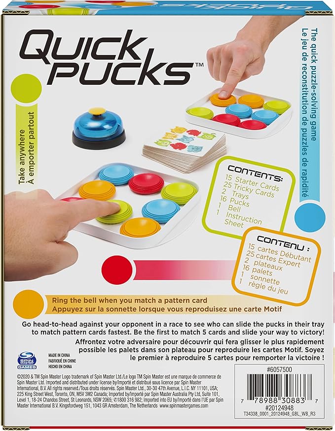 Quick Pucks, Pattern Matching On-The-Go Puzzle Game, for Adults and Kids Ages 8 and up