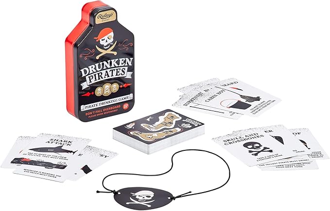 Ridley’s Drunken Pirates Drinking Game – Fast-Paced Card Game for Adults Ages 21+ – Fun, Easy to Learn Party Games – Giftable Storage Tin Included