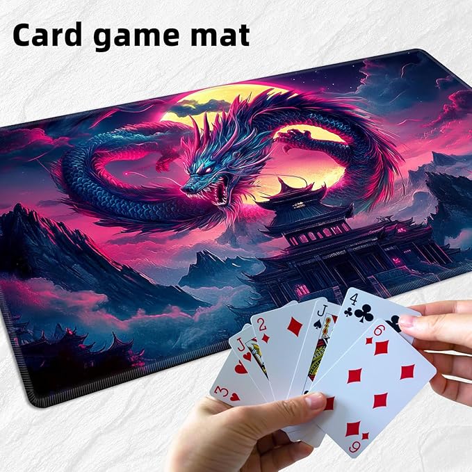 for MTG Playmat with Storage Bag, for TCG Playmat and Playing Card Mat for Magic Board Games, Non-Slip Glowing Dragon Desk Mat, Stitched Edges Game Mat, Rollable & Foldable Card Playmats